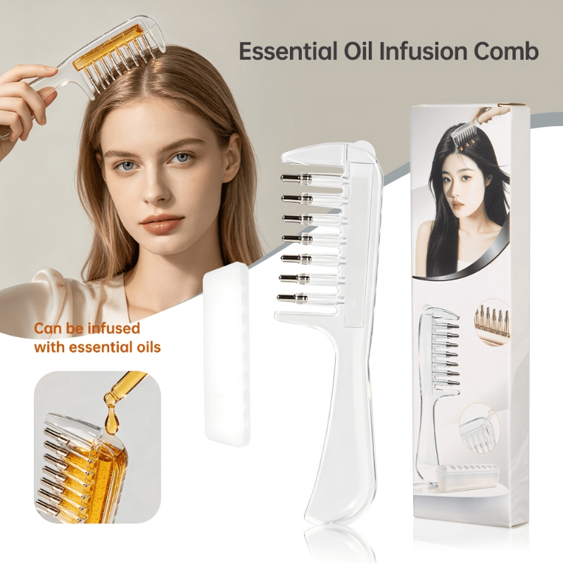 透明なエッセンシャルオイル注入ヘアコーム、再利用可能な頭皮用 - Hair Care Products のレビューと価格