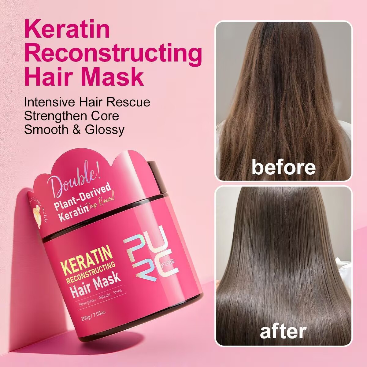 PURC 200g ケラチン配合ヘアマスク。ストレート効果、 - Hair Care Products のレビューと価格